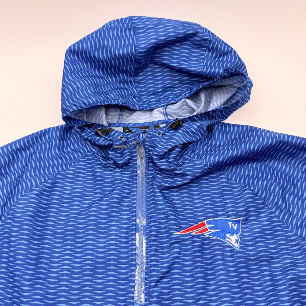 Holloway New England Patriots Windbreaker Mens 2XL Blue QuarterZip Hooded Jacket - Picture 10 of 12